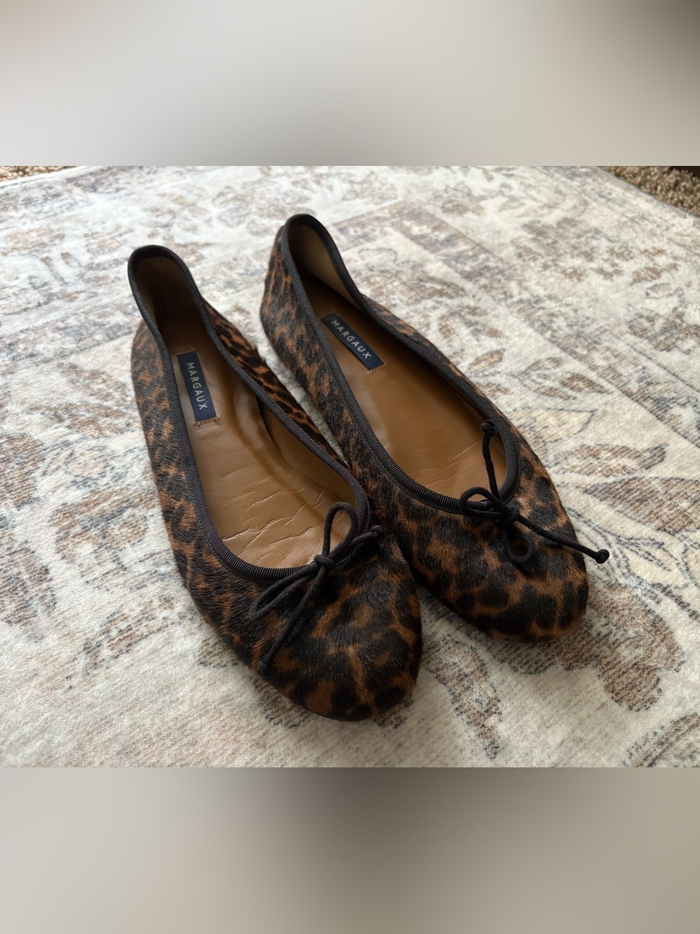 Margaux Animal Print Bow Ballet Flats Brown Black Casual Shoes 39.5 8.5 / 9